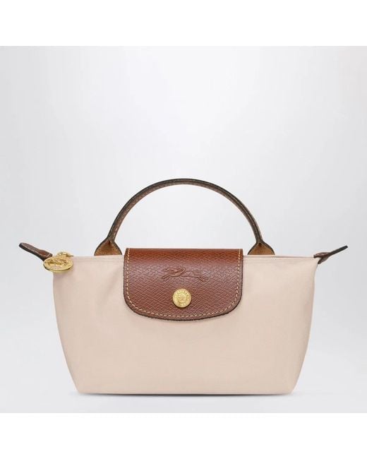 Longchamp Brown Le Pliage Original Pebble Clutch Bag Papier