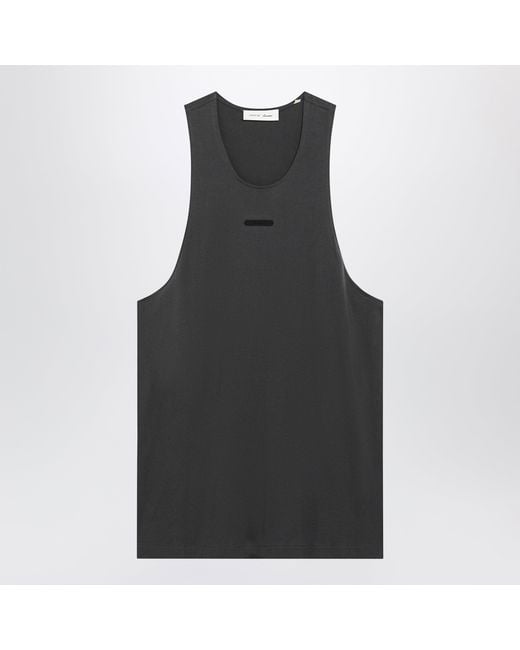 Fear Of God Black Essential Iron Cotton Tank Top for men