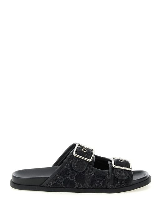 Gucci Black Gg Denim Slides for men