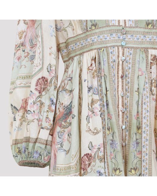 Zimmermann White Tapestry Floral Roselight Plunge Mini Dress