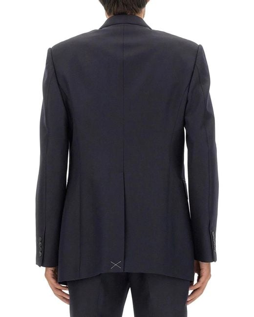 McQueen Blue Double-Breasted Jacket for men