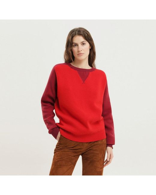 1989 STUDIO Red Color Block Crew Neck Sweater