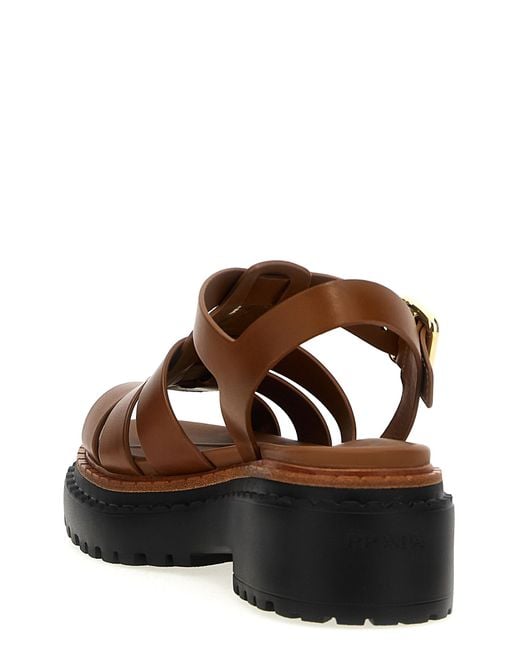 Prada Brown 'Monolith' Sandals