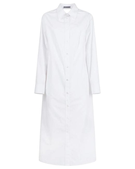 Balenciaga White Draped Back Cotton Poplin Dress