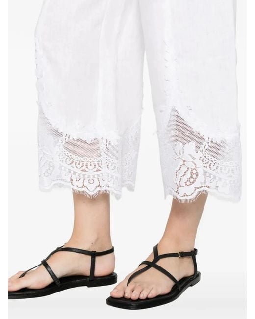 Twinset White Twinset Lace Trousers