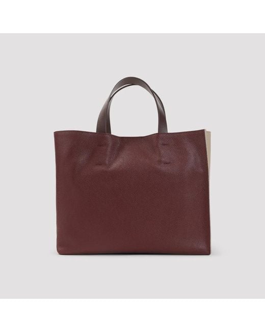 Marni Natural Moon Stone And Burgundy Tote Bag