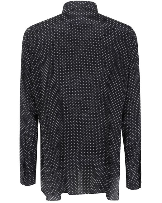 Tom Ford Blue Geometric Print Crepe De Chine Fluid Fit Shirt for men