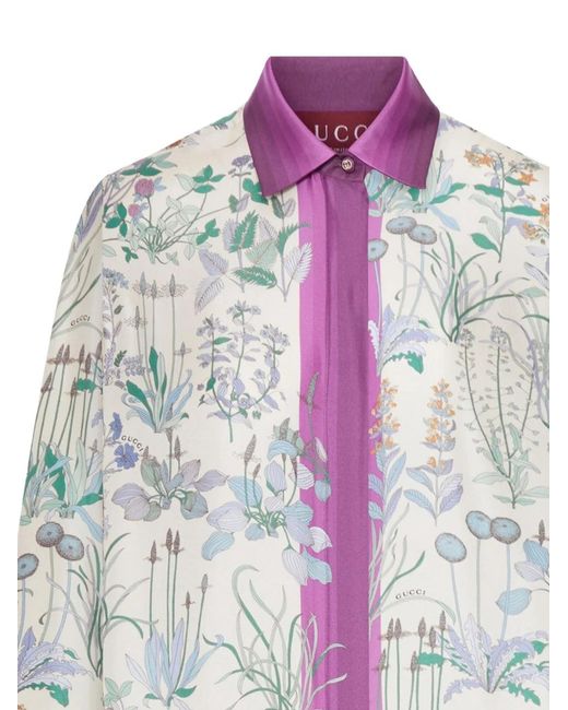 Gucci White Floral-Print Shirt