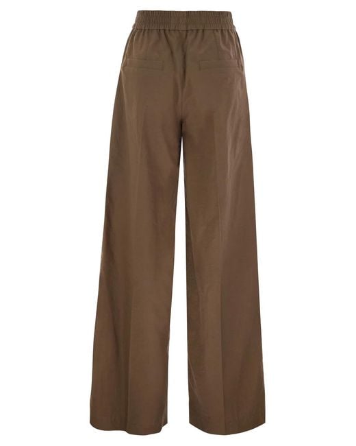 Brunello Cucinelli Brown Loose Fit Cotton Trousers