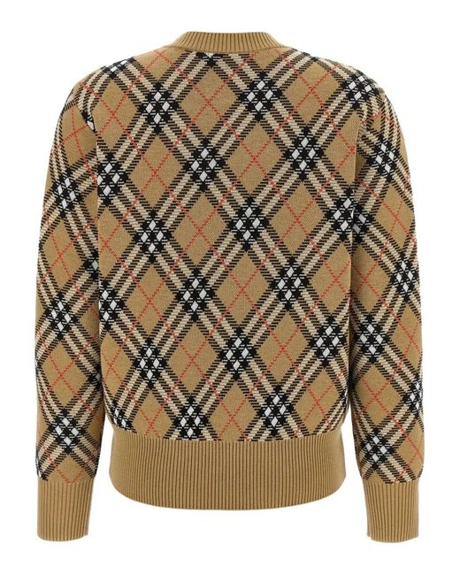Burberry Gray Check-Pattern Wool Sweater