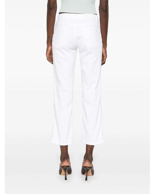 7 For All Mankind White Title: Bootcut Stretch Denim Jeans With Metallic Fibre