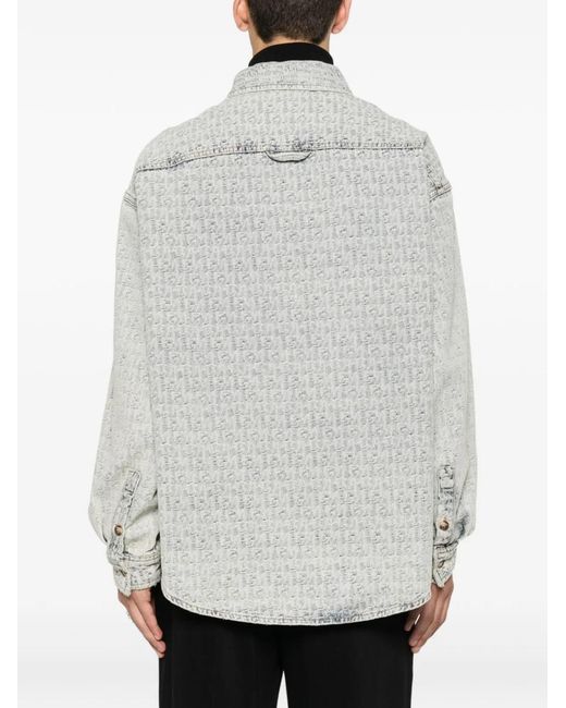 Emporio Armani Gray Printed Cotton Shirt for men