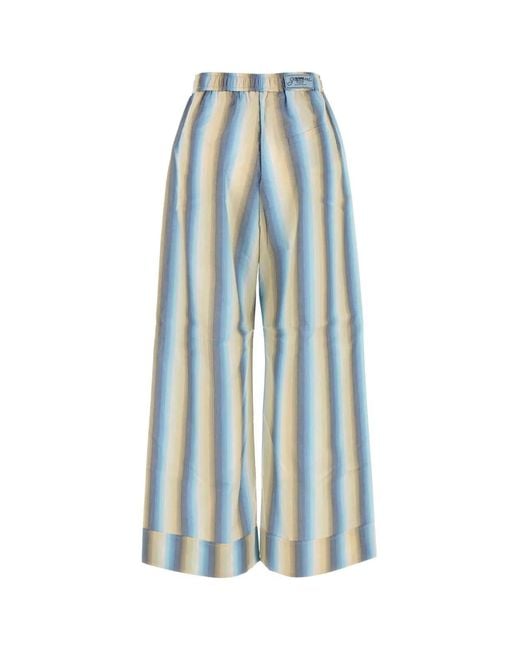 Ganni Blue Embroidered Cotton Pyjama Pant