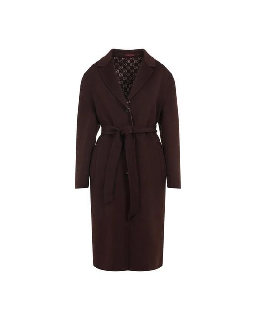 Gucci Brown Reversible Wool And Silk Coat