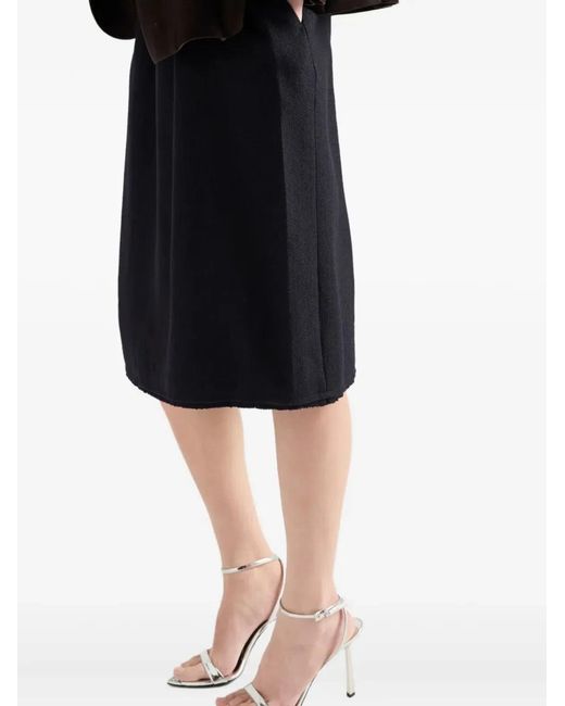 Prada Blue Chevron Wool Midi Skirt