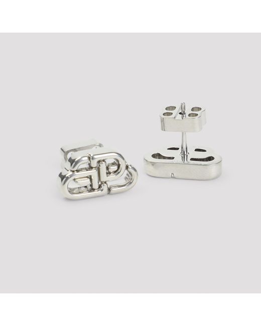 Balenciaga White Bb Studded Xs Earrings