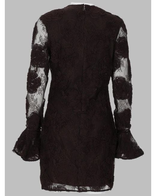 ROTATE BIRGER CHRISTENSEN Black Mini Abito Con Fiori 3D