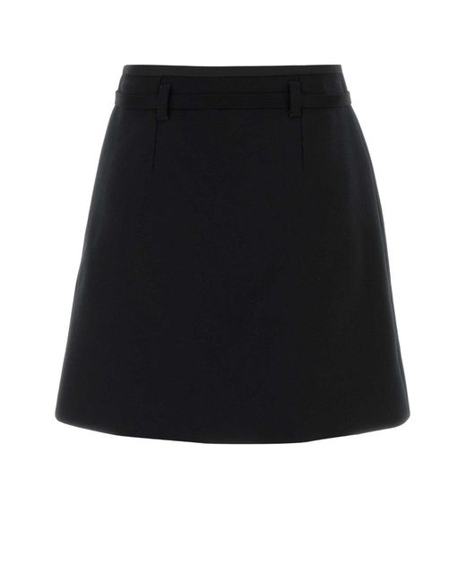 Prada Black Wool Mini Skirt