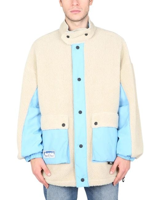 MSGM White Reversible Sherpa Jacket for men