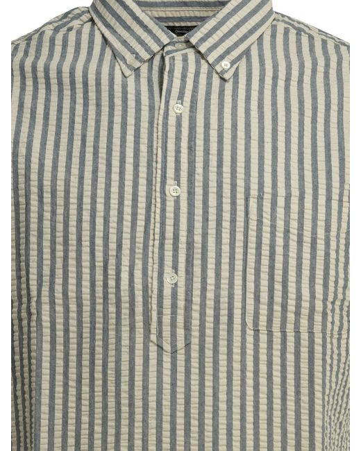 Beams Plus Gray Casual Cotton Seersucker Shirt for men