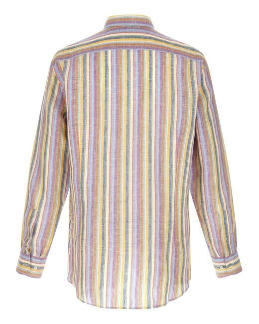 Etro White Striped Linen Shirt for men