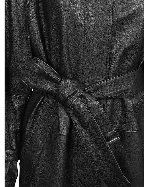 Max Mara Black Leather Trench Coat