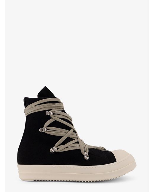 Rick Owens Black Megalace Sneaks High-Top Canvas Sneakers for men