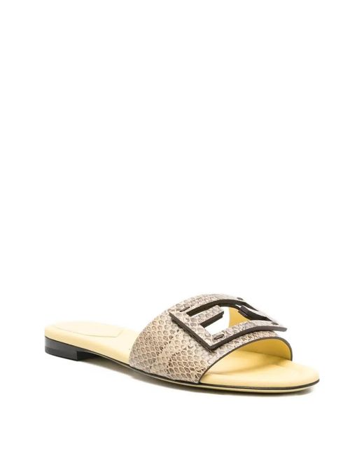 Fendi Natural Snakeskin Leather Slides