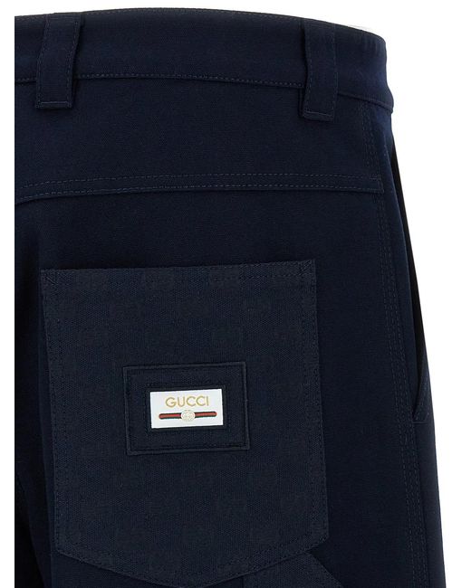 Gucci Blue Incrocio Gg' Pants for men
