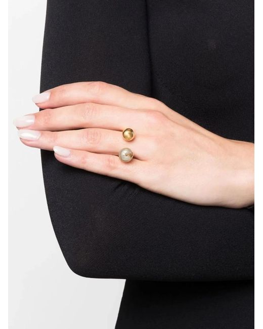 Saint Laurent Black Cassandre Pearl And Ball Ring