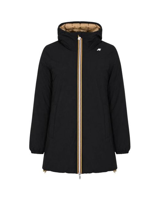 K-Way Black Sophie St Thermo Reversible Hooded Coat