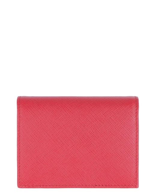 Prada Red Saffiano Leather Wallet