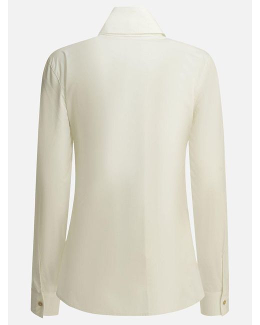 Khaite Natural Ivy High Neck Chalk Shirt
