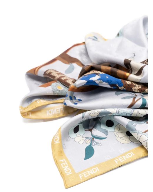 Fendi White Gardening Scarf
