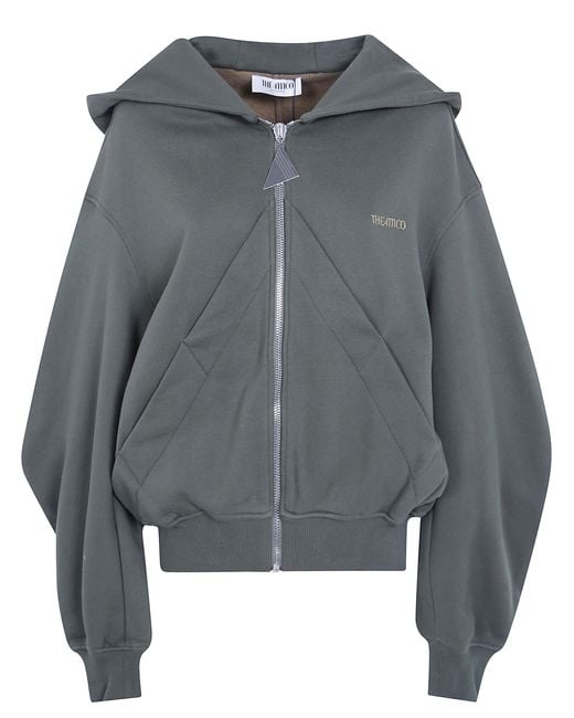 The Attico Gray Full Zip Hoodie Sweatshirt