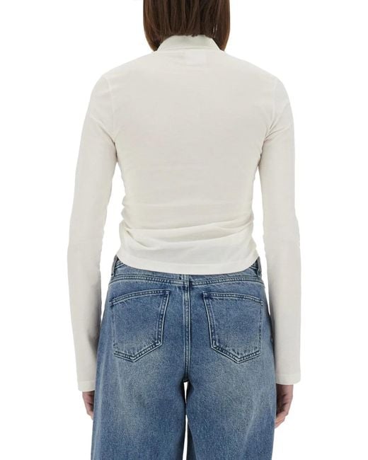Courreges Blue Cropped Polo Shirt "Twist"