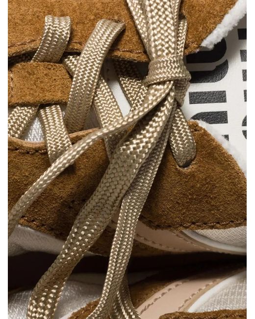 Miu Miu Brown Two-Tone Tech Fabric And Suede Gymnasium Sneakers