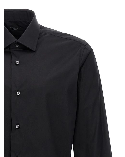Barba Napoli Black Poplin Shirt for men