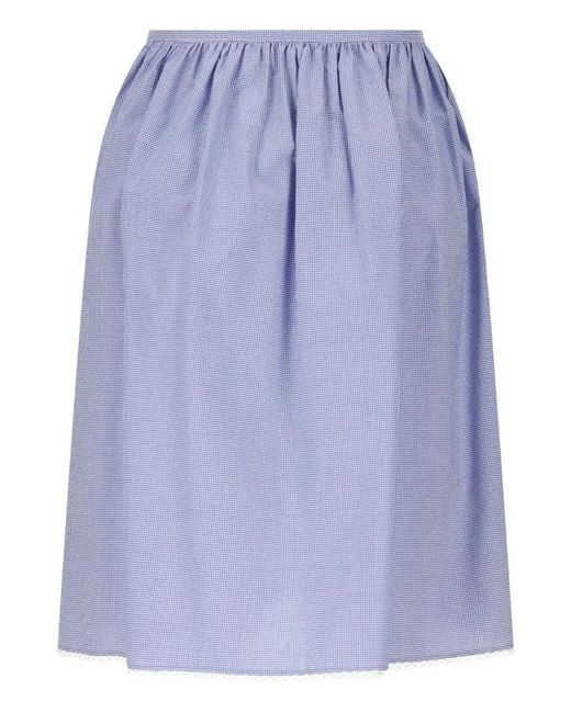 Miu Miu Blue Embroidered Cotton Skirt
