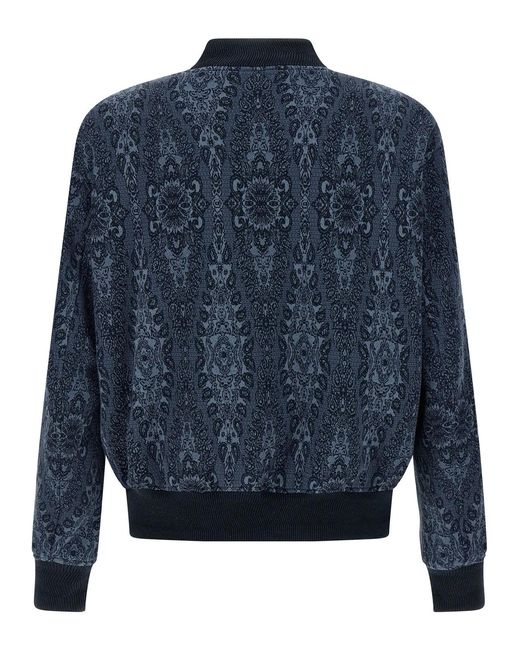 Etro Blue Jacquard Bomber Jacket for men
