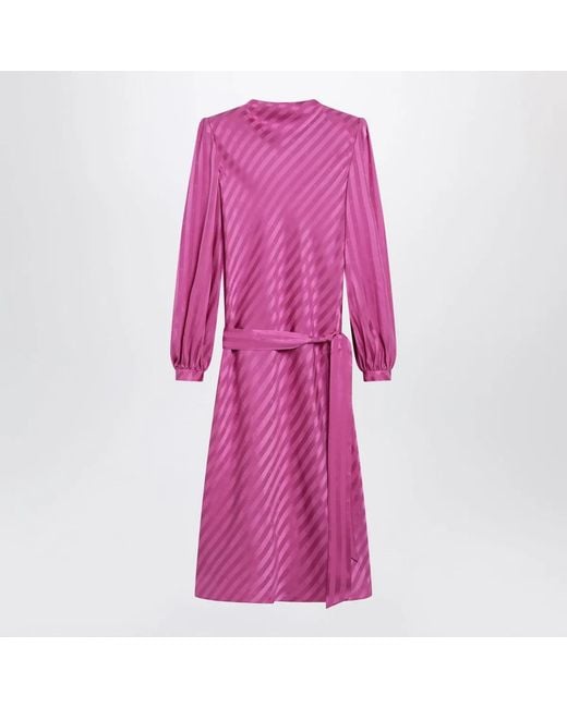 Valentino Pink Fuchsia Silk Jacquard Midi Dress