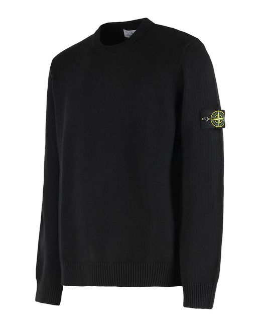Stone Island Black Crew Neck Sweater for men