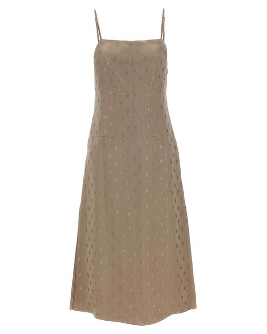 Fendi Natural Satin Midi Dress
