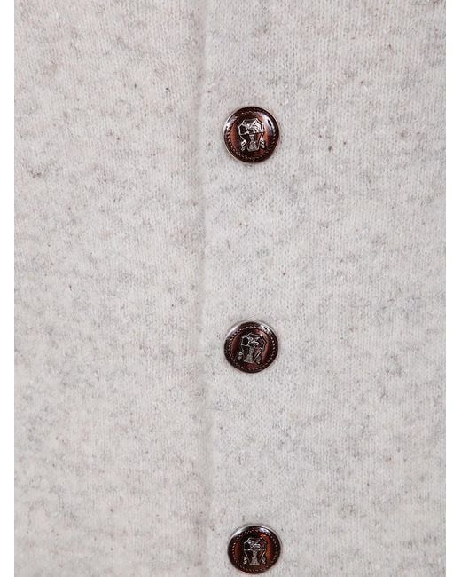 Brunello Cucinelli White Classic Cardigan for men