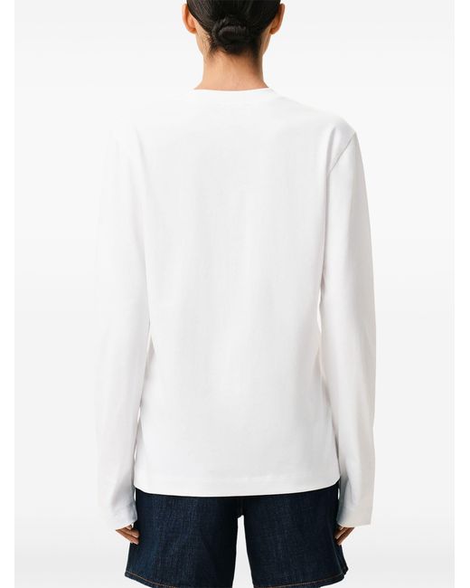 AMI White Cotton Long Sleeve T-Shirt for men