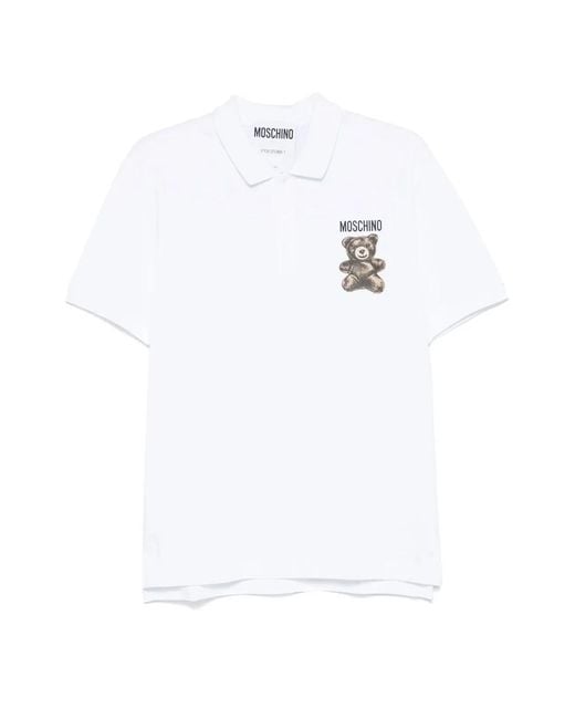 Moschino Couture White Teddy Bear Logo Polo Shirt for men