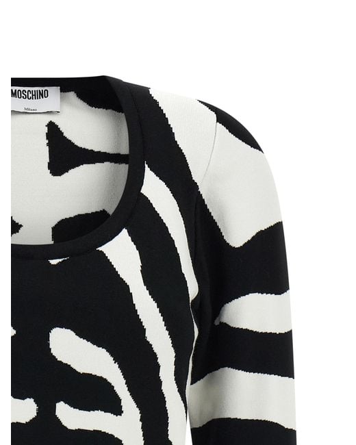Moschino Black Zebra Intarsia Sweater