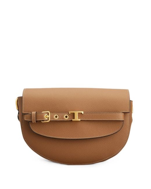 Tod's Brown T Signature Mini Leather Shoulder Bag