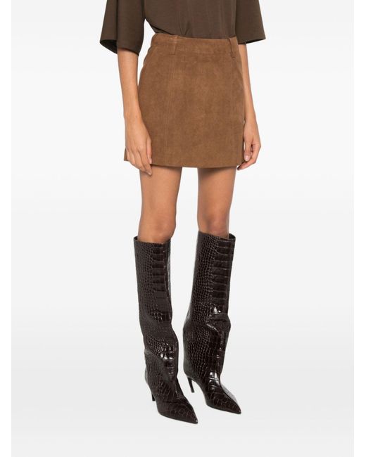DUNST Brown Suede Effect Mini Skirt