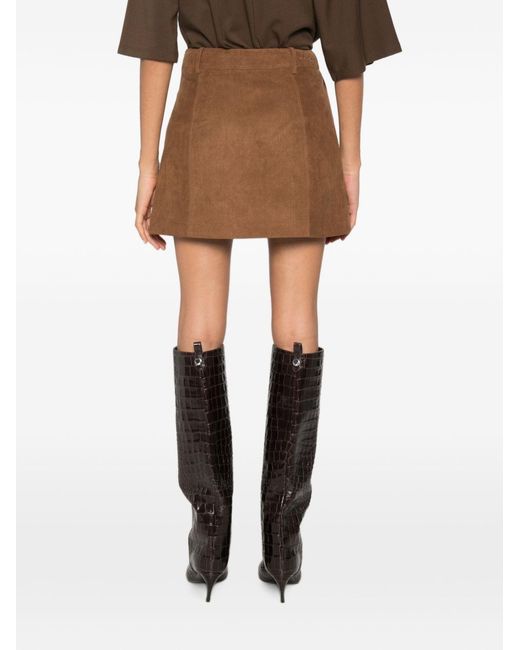 DUNST Brown Suede Effect Mini Skirt